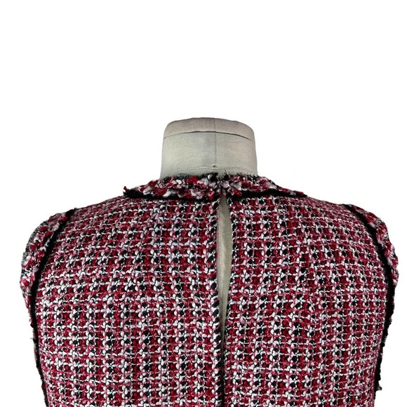 Zara Red‎ Tweed Black Fringe Sleeveless Shell Top Size Small - Picture 8 of 10